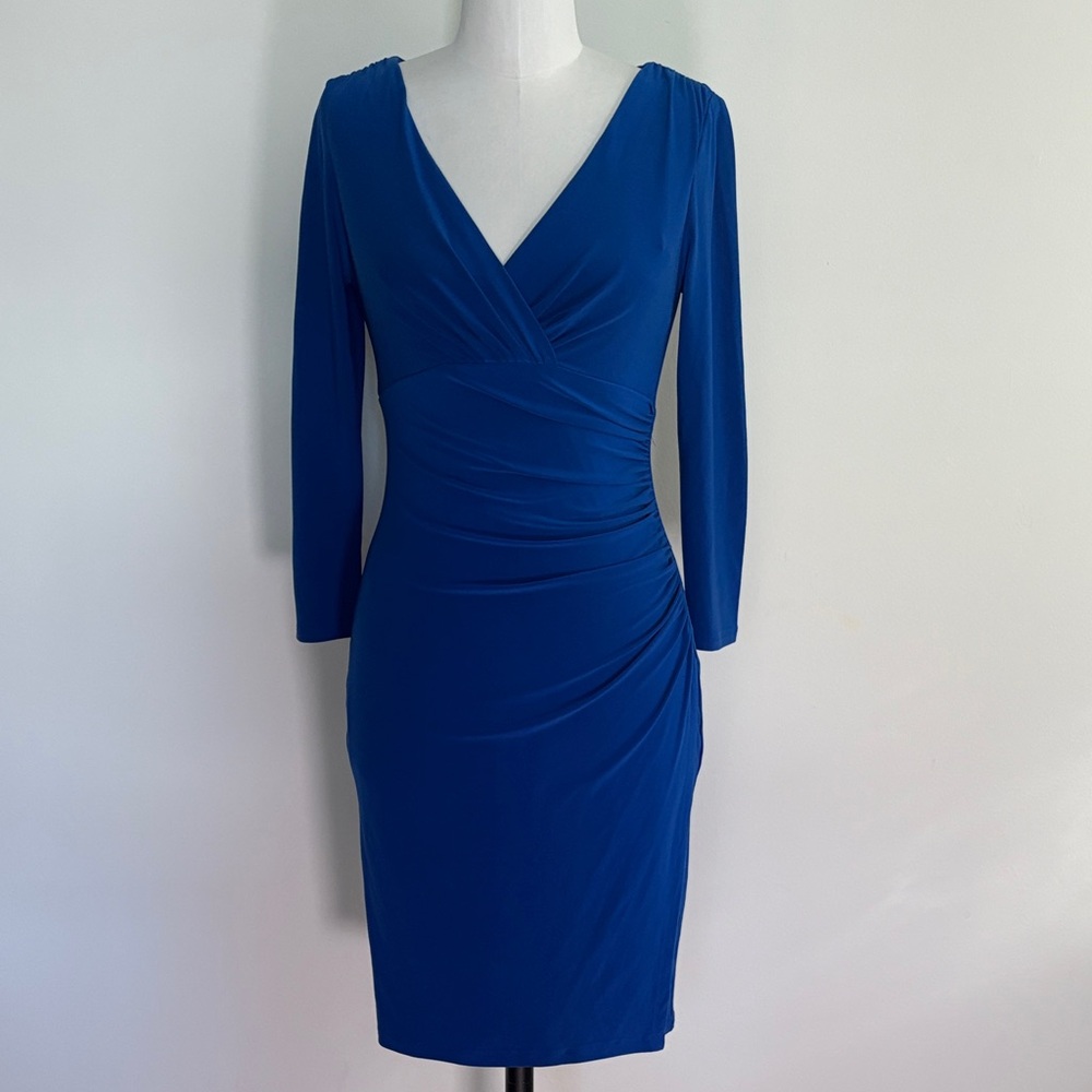 Elegant Blue V-Neck Dress by
